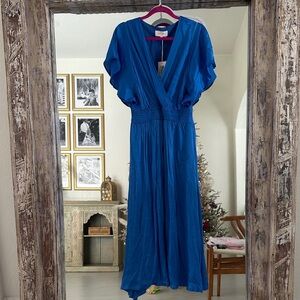 Dear John Sapphire Capri Blue Maxi Satin Dress